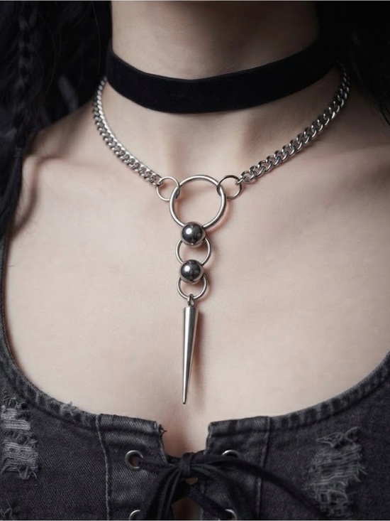Hand Crafted Jewelry - Hand Crafted Spike Pendant Chain Necklace